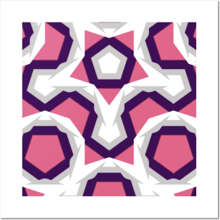 Pink Purple White Grey Geometric Posters and Art